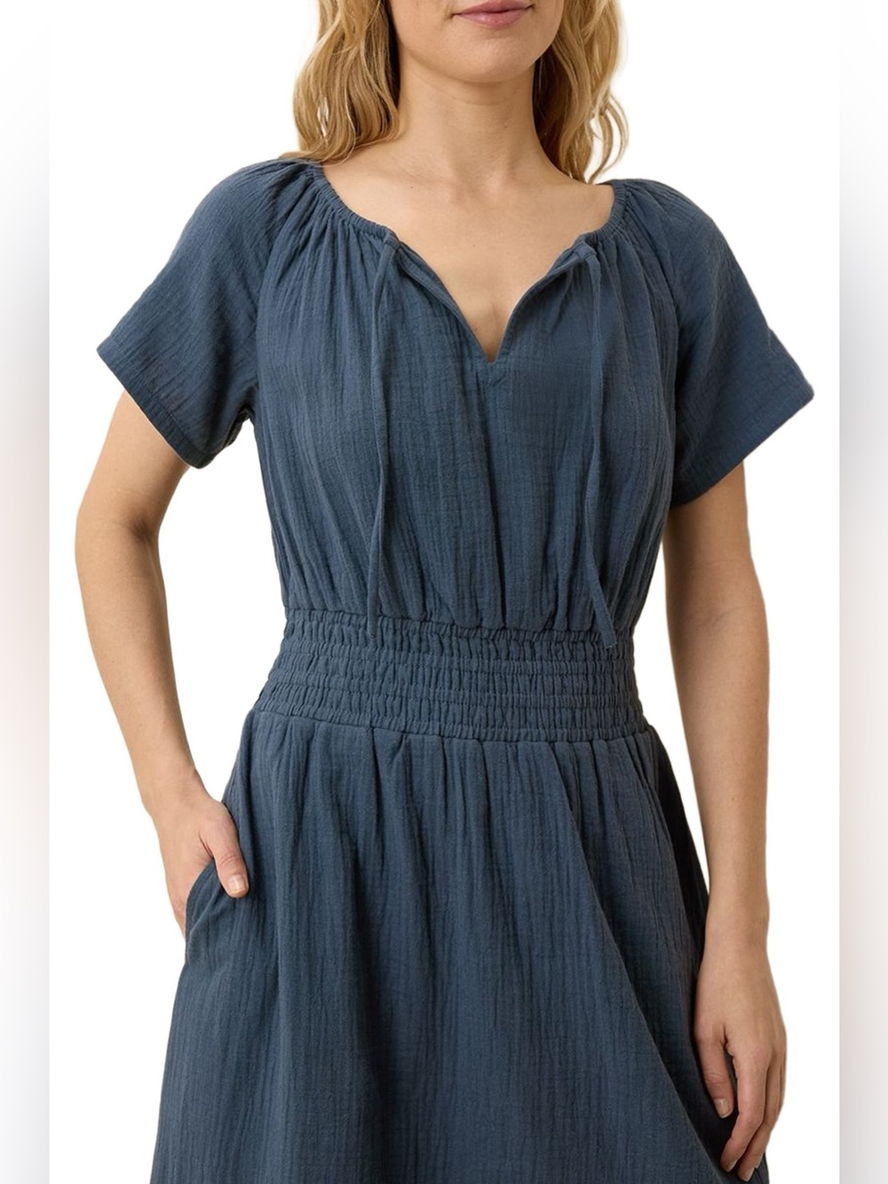 Pact Organic Cotton Coastal Double Gauze Boho Midi Dress - Picture 2 of 6